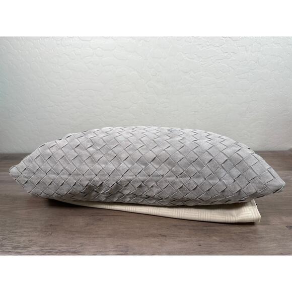 Bottega Veneta Small Hop Intrecciato Grey Suede Shoulder Bag in Sterling Brass - Picture 8 of 12